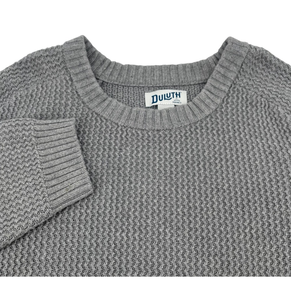 Duluth Trading Co Mens 3XL Grey Waffle Knit Cotton Crew Neck Sweater 3237-107